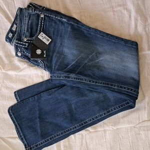 Miss Me Womens JD1021B8 boot cut back flap pocket denim jeans